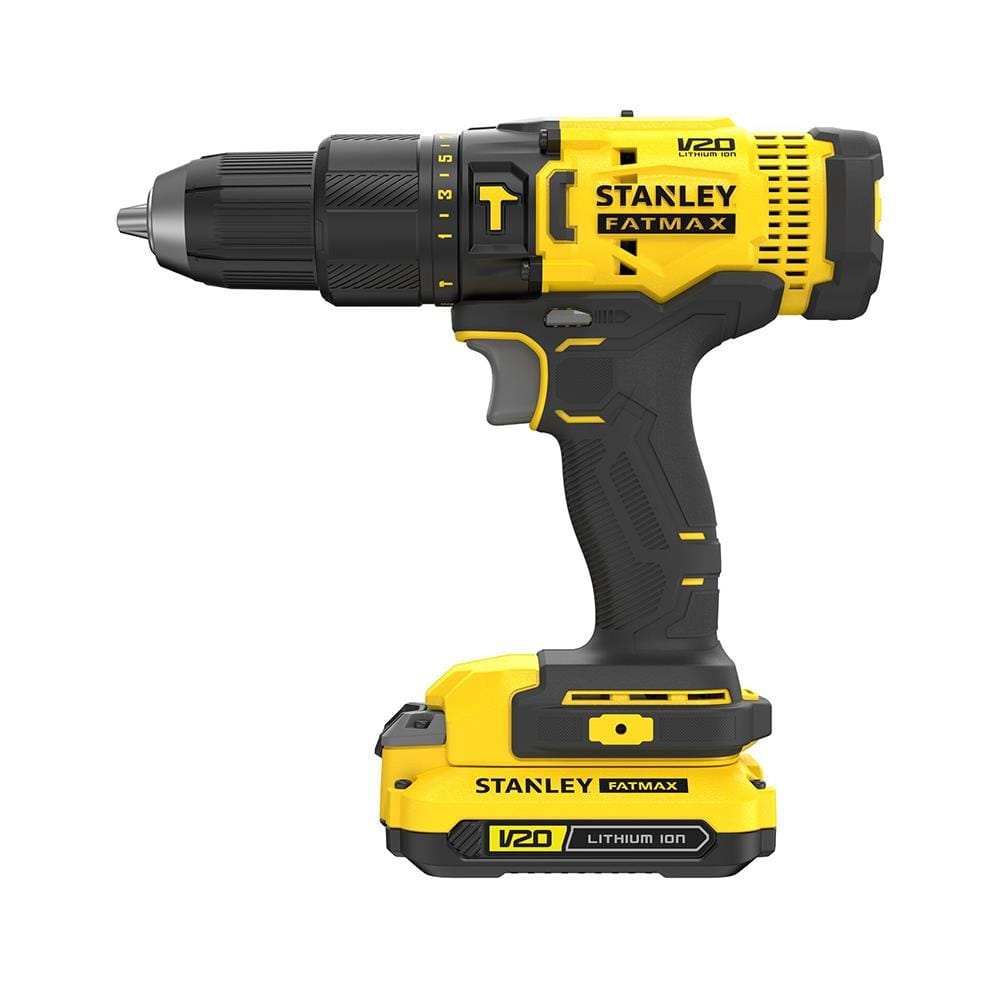 สว่านกระแทกไร้สาย (พร้อมแบตเตอรี่) STANLEY SCD711D2KA-B1 20 โวลต์