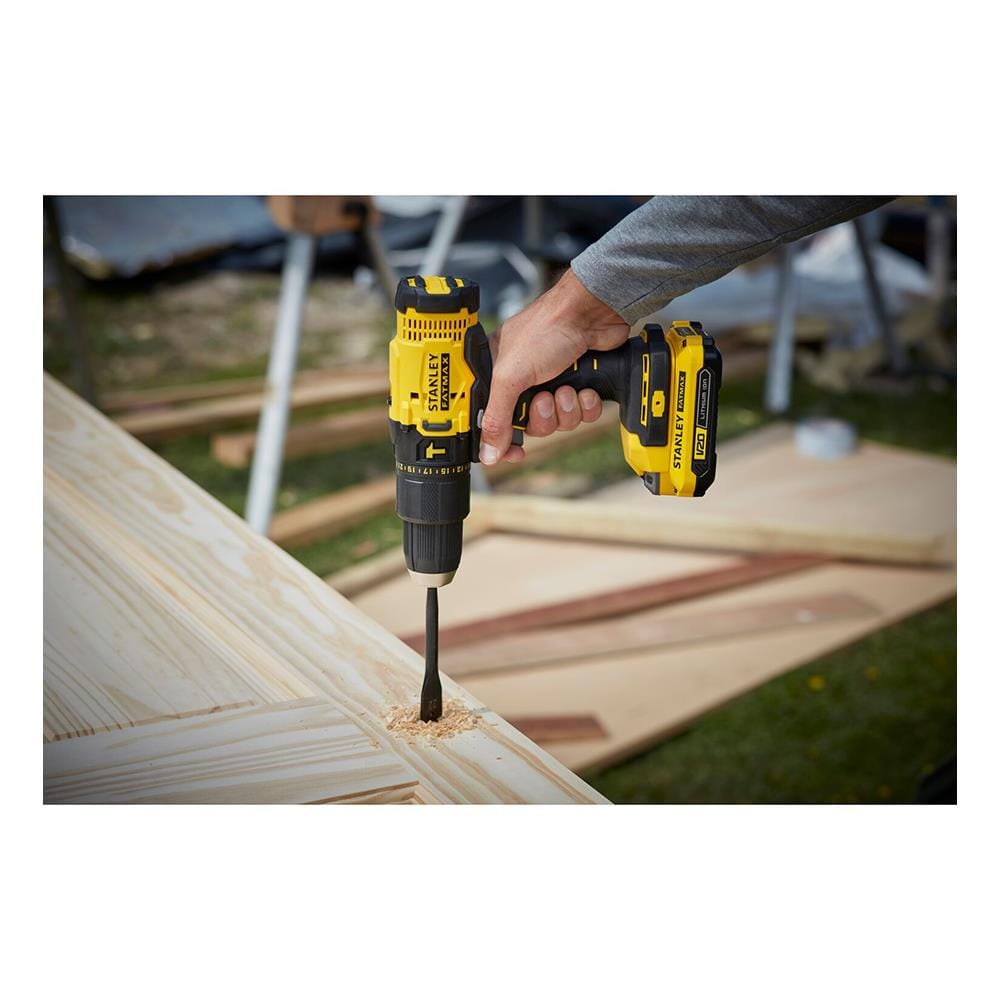 สว่านกระแทกไร้สาย (พร้อมแบตเตอรี่) STANLEY SCD711D2KA-B1 20 โวลต์