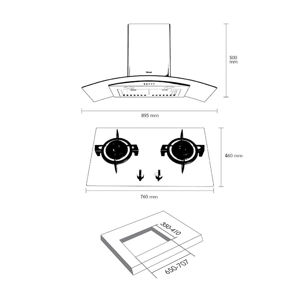 เตาฝัง+เครื่องดูดควัน RINNAI RB27HG+RHC2459-SSW