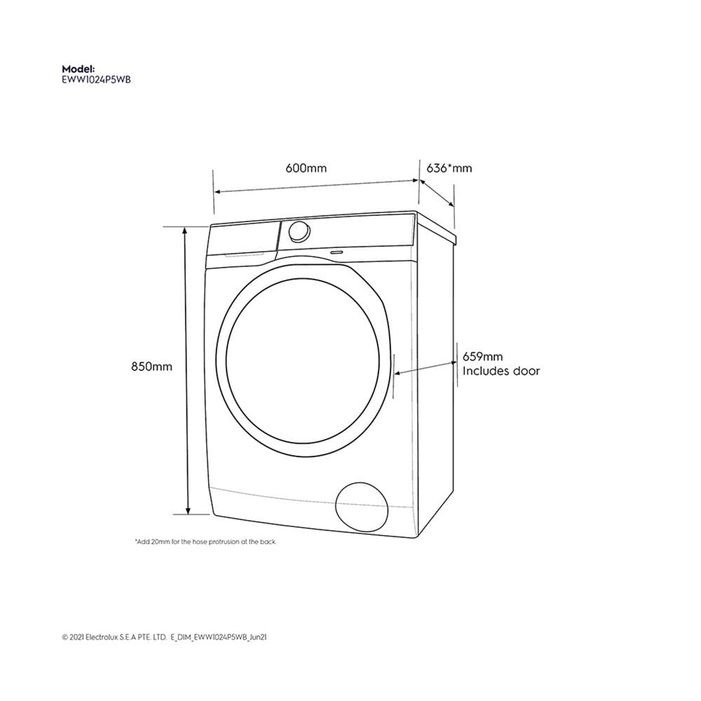 เครื่องซักอบ ELECTROLUX EWW1024P5WB 10/7 กก. อินเวอร์เตอร์+ขาตั้ง