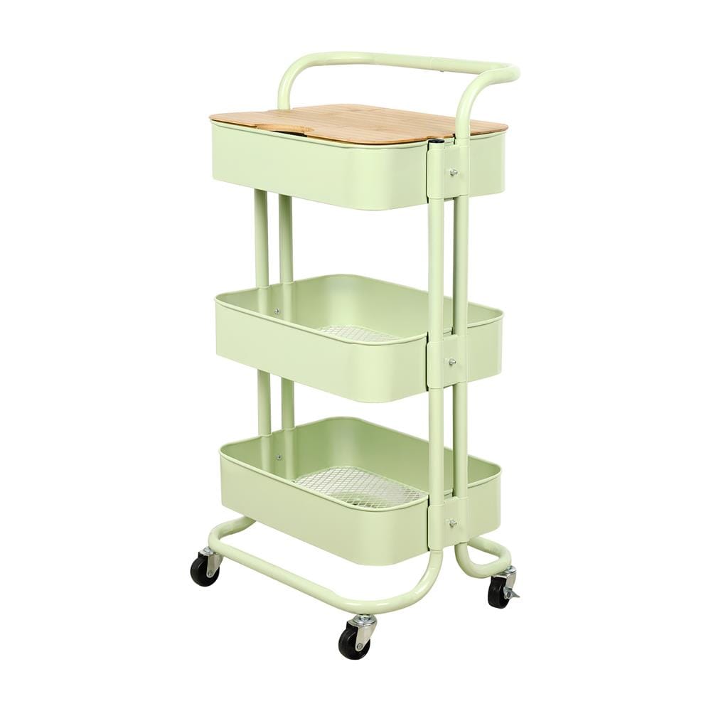 ชั้นวางของ 3 ชั้น มีล้อ STACKO BRILL 45x35x86 ซม. สีเขียว