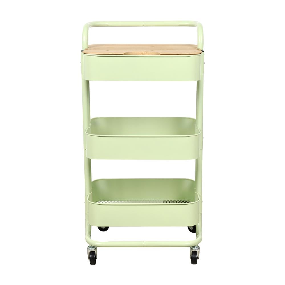 ชั้นวางของ 3 ชั้น มีล้อ STACKO BRILL 45x35x86 ซม. สีเขียว
