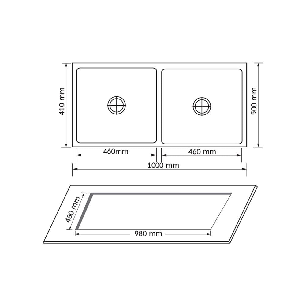 ซิงค์ฝัง 2 หลุม AXIA TRITON 4646 สีเงิน