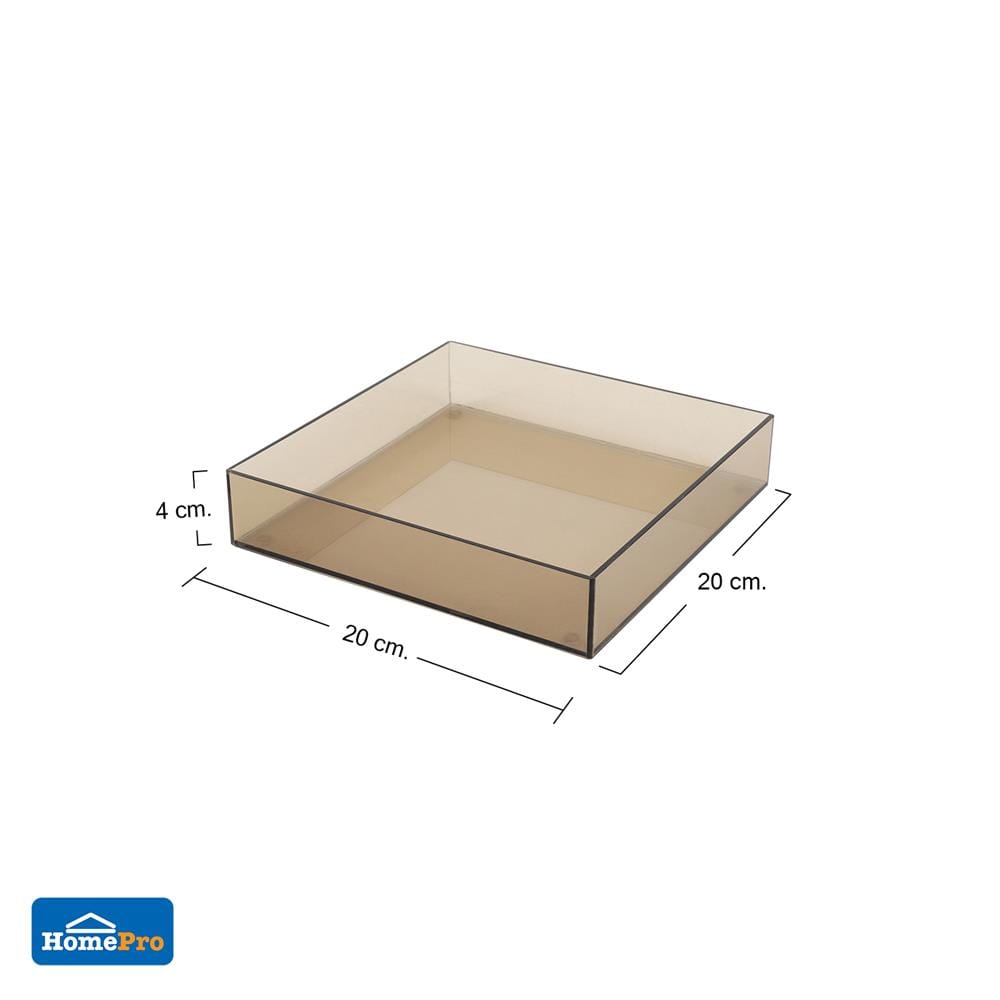 ถาดอะคริลิก KECH 20x20x4 ซม. ไซซ์ S สีชาใส