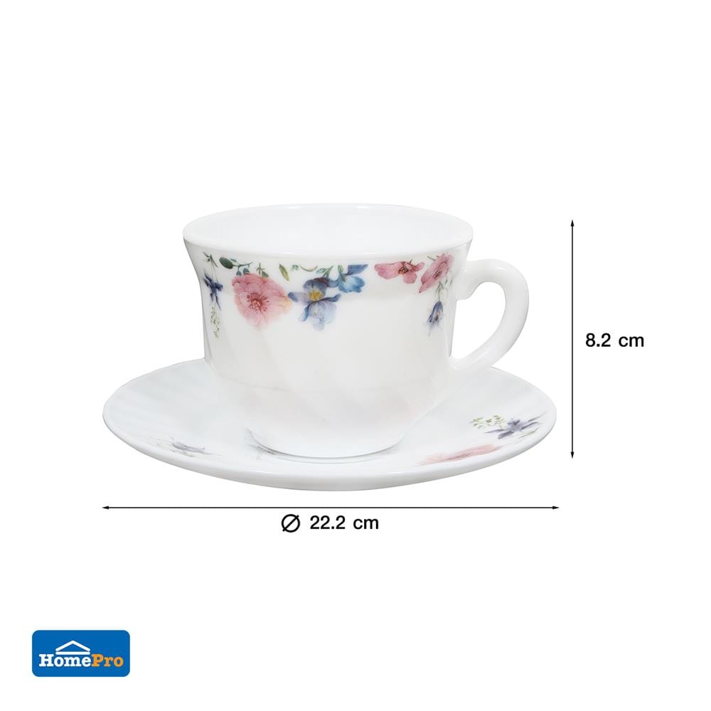 ชุดถ้วยกาแฟแก้วโอปอล 190 มล. KECH CARNATION
