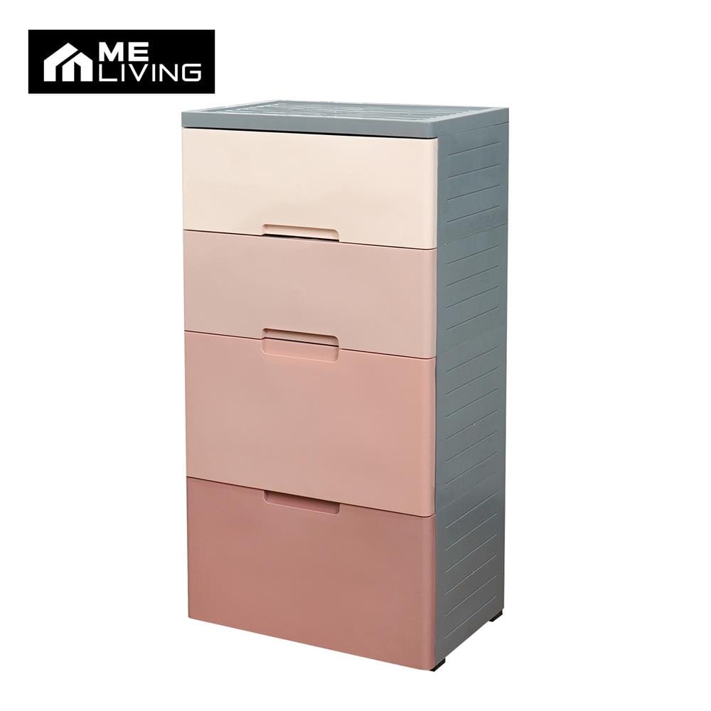 ตู้ลิ้นชัก 4 ชั้น มีล้อ ME LIVING 58x38x109 ซม. สีชมพู
