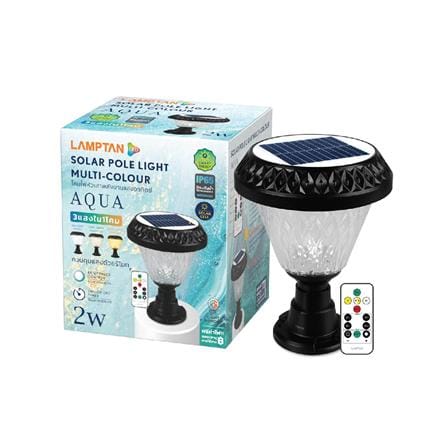 ไฟหัวเสา SOLAR LAMPTAN AQUA CCT 2 วัตต์ เดย์ไลท์ / คูลไวท์ / วอร์มไวท์ สีดำ_2