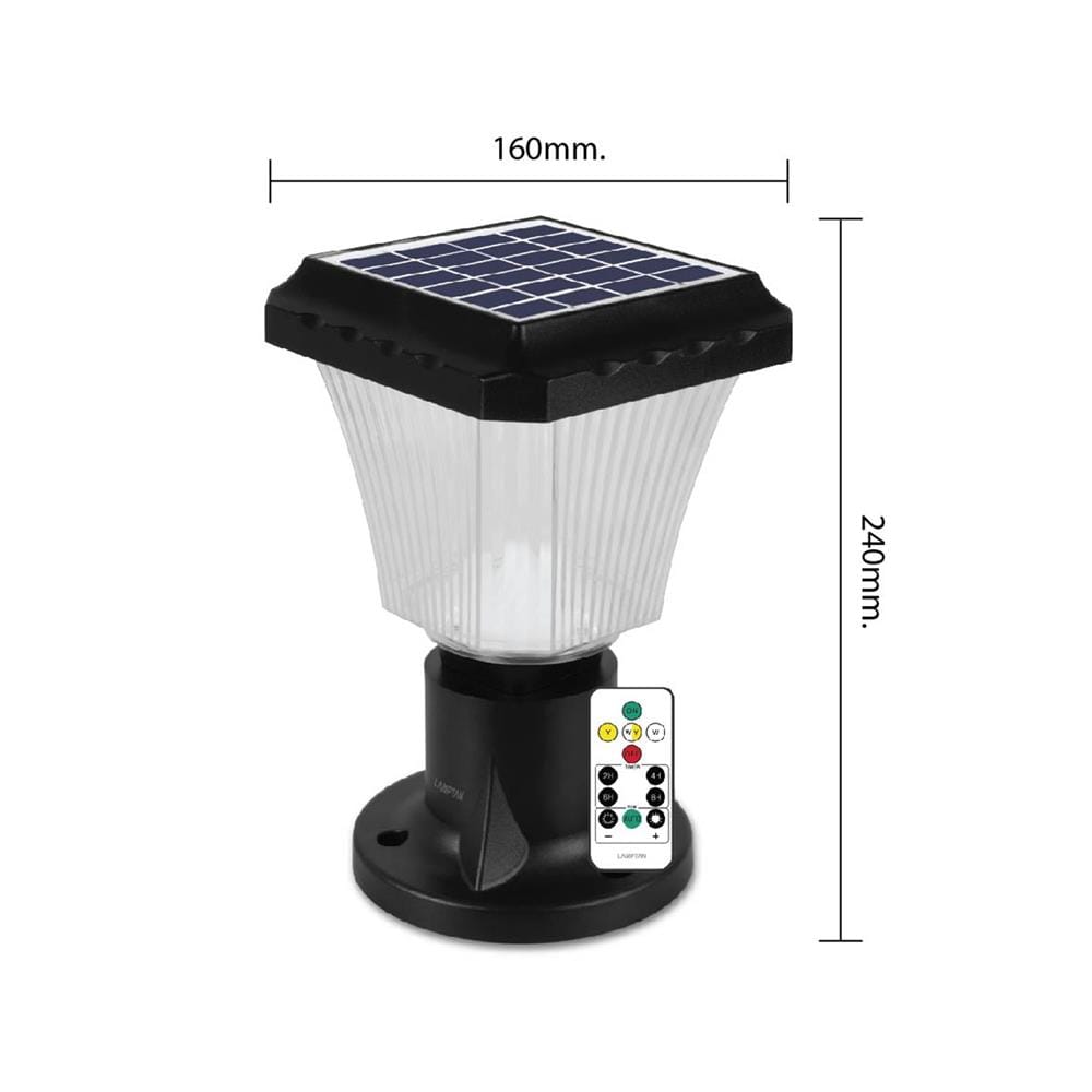 ไฟหัวเสา SOLAR LAMPTAN WAFALL CCT 2 วัตต์ เดย์ไลท์ / คูลไวท์ / วอร์มไวท์ สีดำ