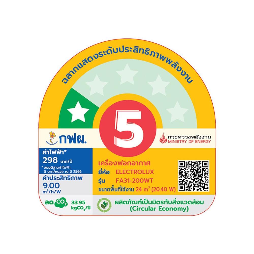 เครื่องฟอกอากาศ 24 ตร.ม. ELECTROLUX FA31-200WT สีขาว