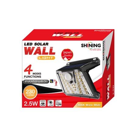ไฟผนังภายนอก SOLAR SHINING S-WLL08B-SL 2.5 วัตต์ WARM WHITE สีดำ_8