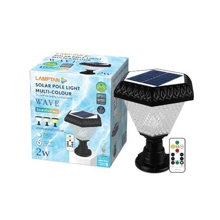 ไฟหัวเสา SOLAR LAMPTAN WAVE CCT 2 วัตต์ เดย์ไลท์ / คูลไวท์ / วอร์มไวท์ สีดำ_2