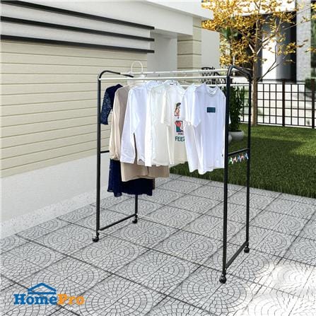 ราวตากผ้ามีล้อล๊อคได้ 5 เส้น PLIM 1.15 เมตร สีเทาเข้ม_3