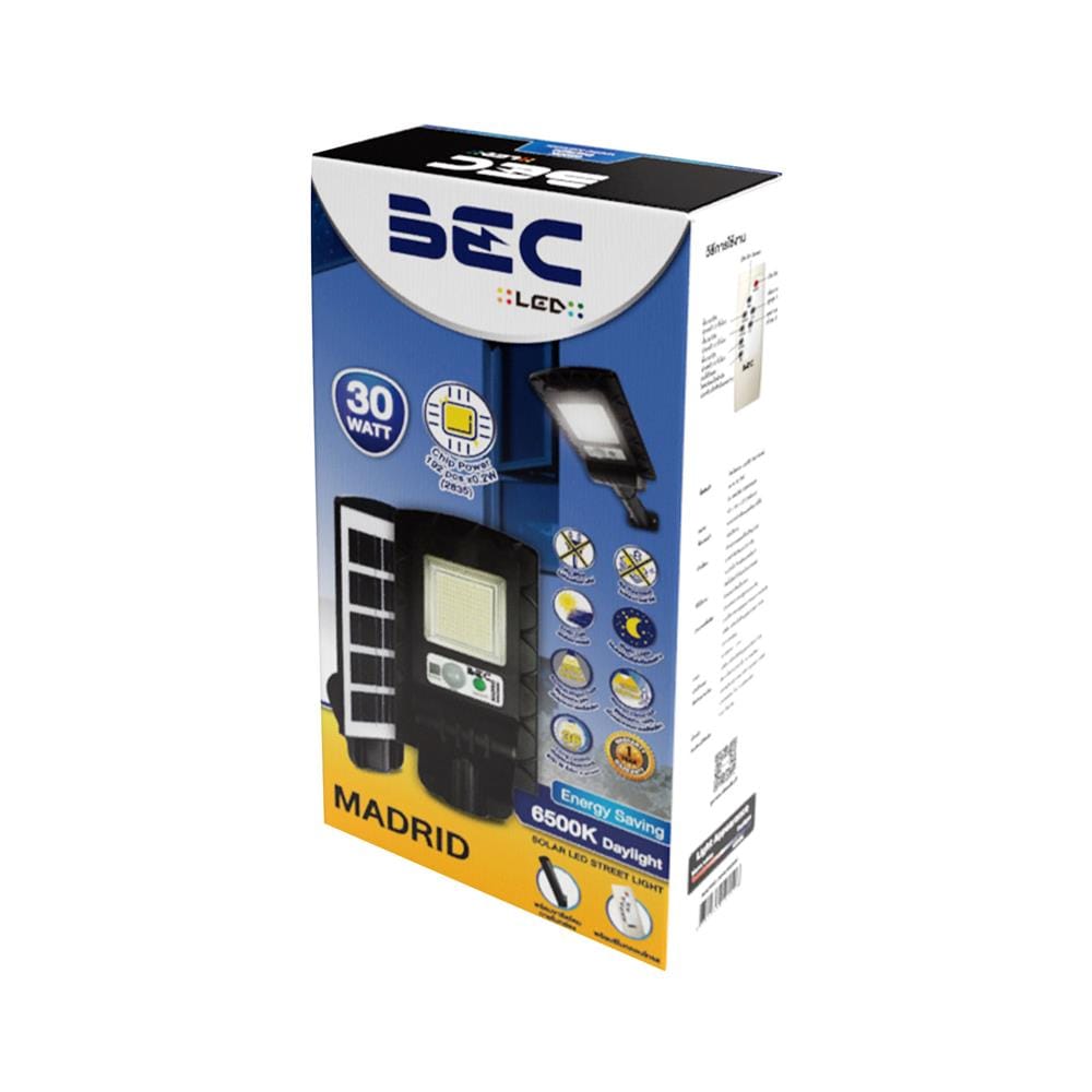 ไฟถนน SOLAR BEC MADRID 30 วัตต์ DAYLIGHT สีดำ