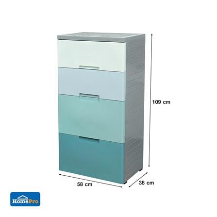ตู้ลิ้นชัก 4 ชั้น มีล้อ ME LIVING 58x38x109 ซม. สีฟ้า_7