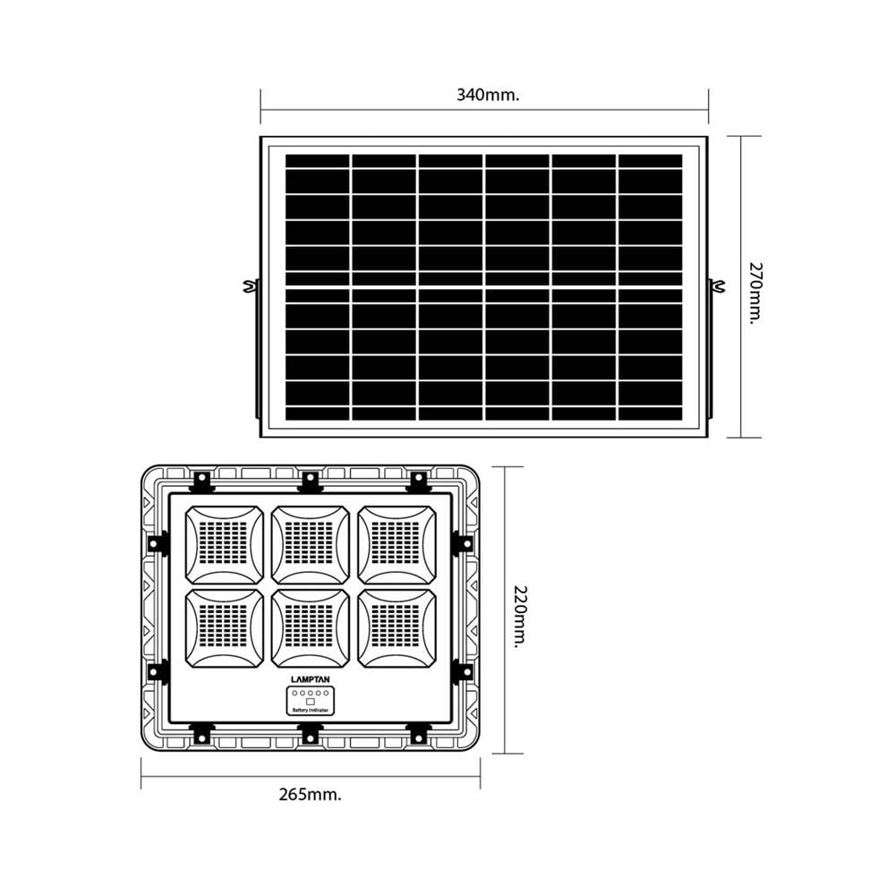 ไฟสปอตไลท์ SOLAR LAMPTAN JUMBO 100 วัตต์ วอร์มไวท์ สีดำ