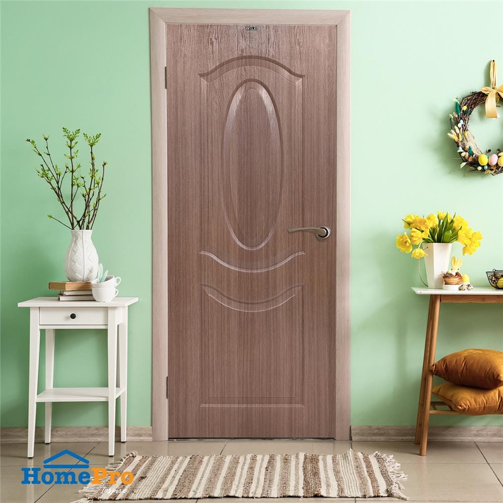 ประตูภายใน UPVC AZLE PZ02 80X200 ซม. สี CHOCOLATE เจาะลูกบิด
