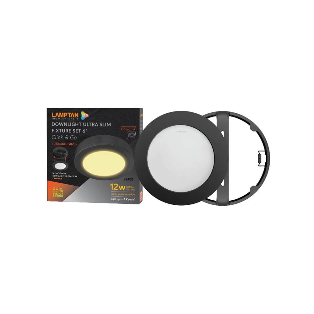ดาวน์ไลท์ LED LAMPTAN CLICK&GO 6 นิ้ว 12 วัตต์ WARM WHITE สีดำ