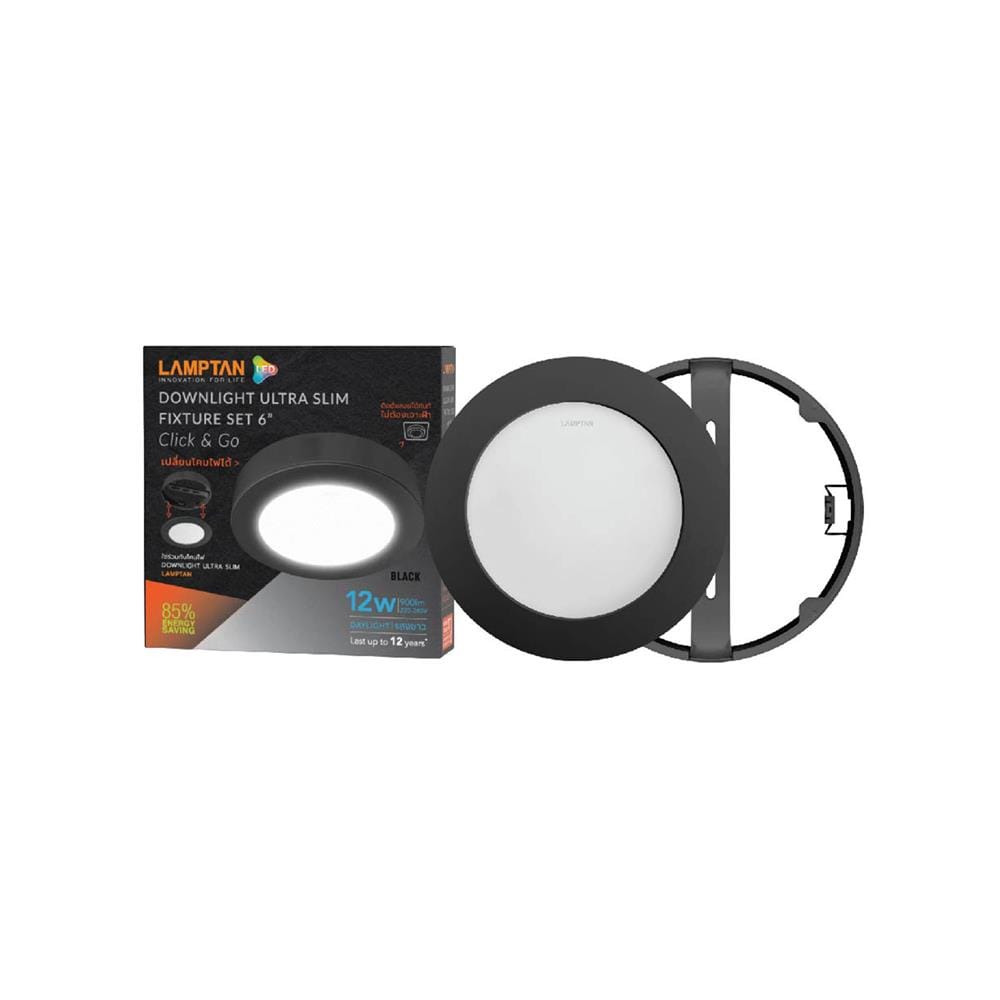 ดาวน์ไลท์ LED LAMPTAN CLICK&GO 6 นิ้ว 12 วัตต์ DAYLIGHT สีดำ