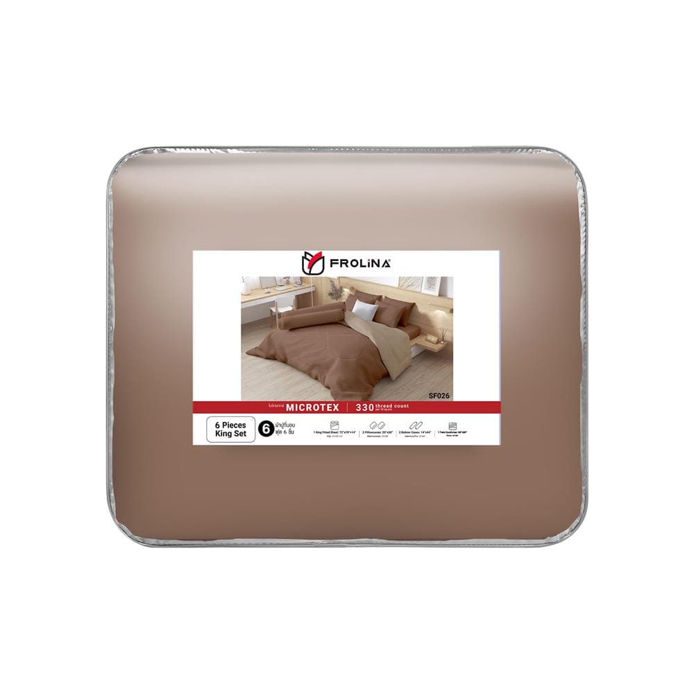 ชุดผ้าปูที่นอน 6 ฟุต 6 ชิ้น FROLINA MICROTEX SF026