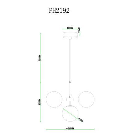 ไฟช่อ CARINI PH2192-4 แก้ว/โลหะ สีทอง/ใส 4 หัว_5