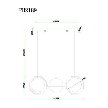 ไฟช่อ CARINI PH2189-3 แก้ว/โลหะ สีขาว/ดำ/ทอง 3 หัว_4