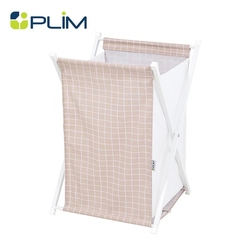 ถังผ้าเหลี่ยมขาไขว้ PLIM SAND สีเบจ_1