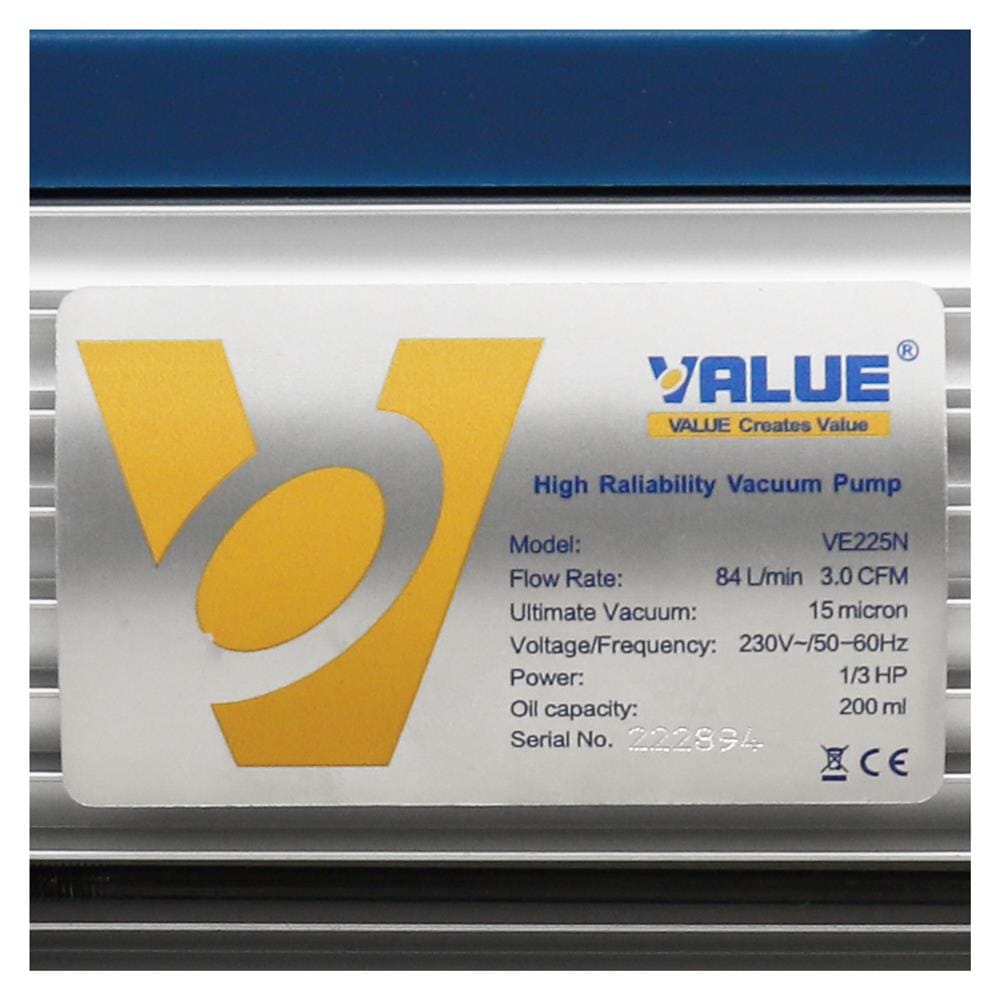 เครื่องแวคคั่ม VALUE VE225N 2.5CFM 70 ลิตร/นาที DUAL