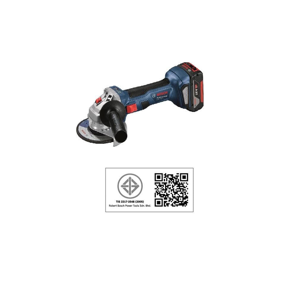 เครื่องเจียรไร้สาย (พร้อมแบตเตอรี่) BOSCH GWS 180-LI 4 นิ้ว 18 โวลต์
