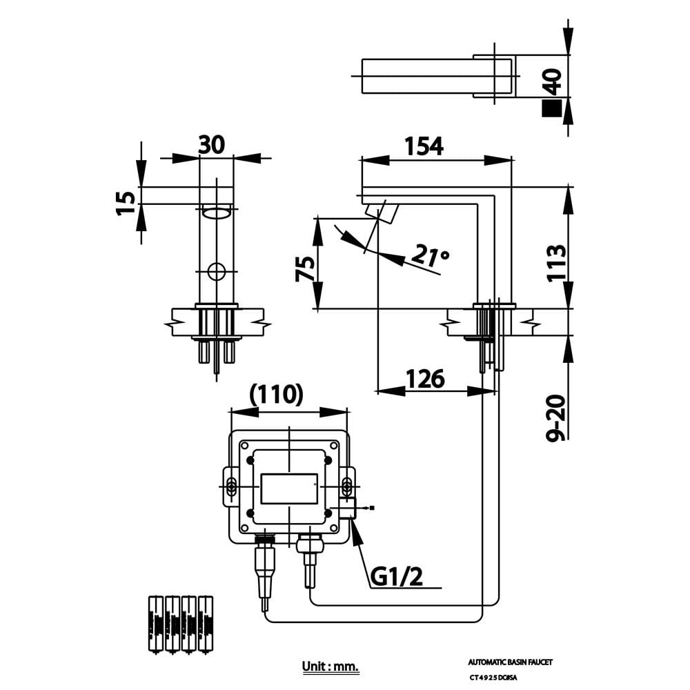 ก๊อกอ่างล้างหน้าอัตโนมัติ COTTO CT4925DCSA สเตนเลส