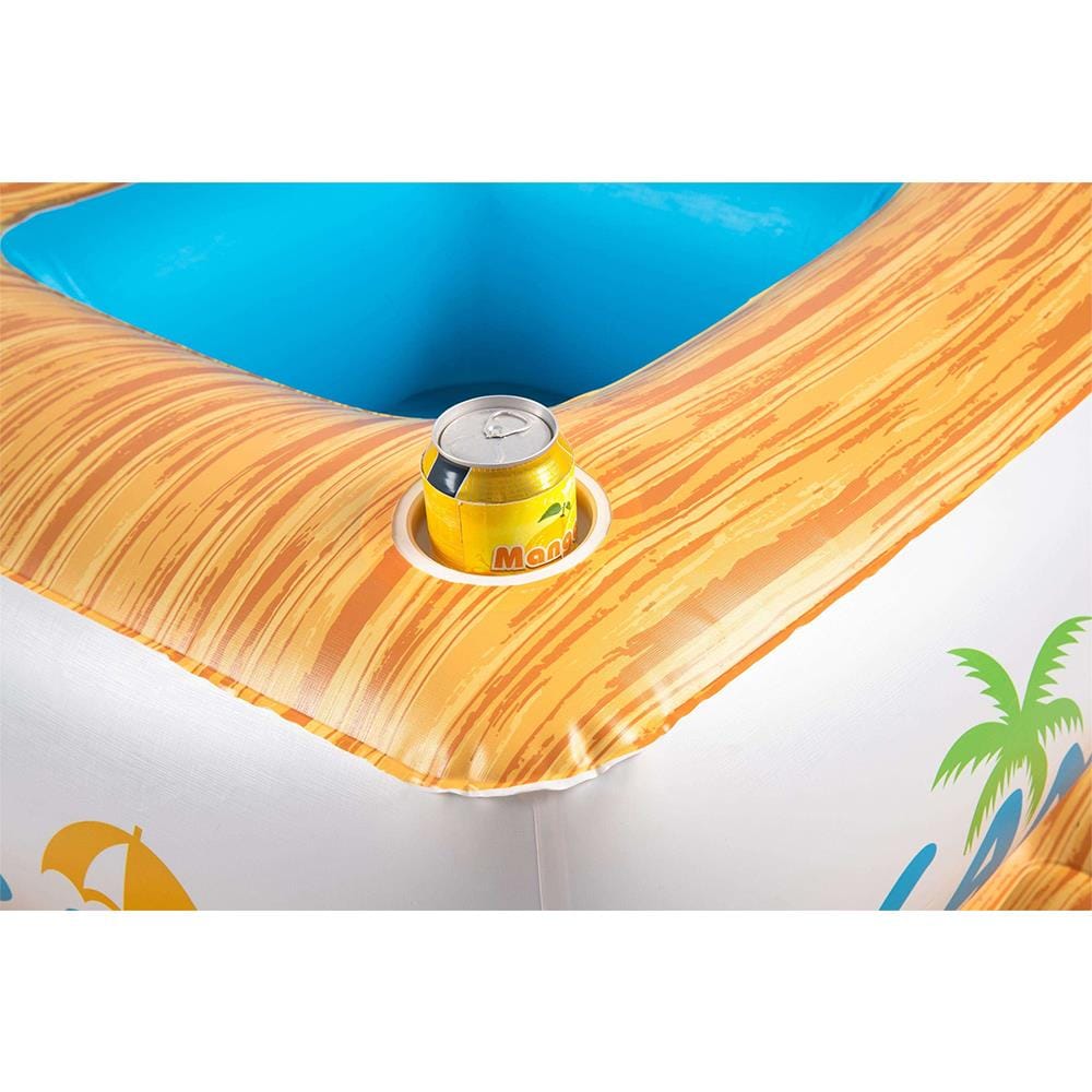 แพยางพร้อมถังแช่น้ำแข็ง FLOAT ME SUMMER ลายไม้ สีขาว