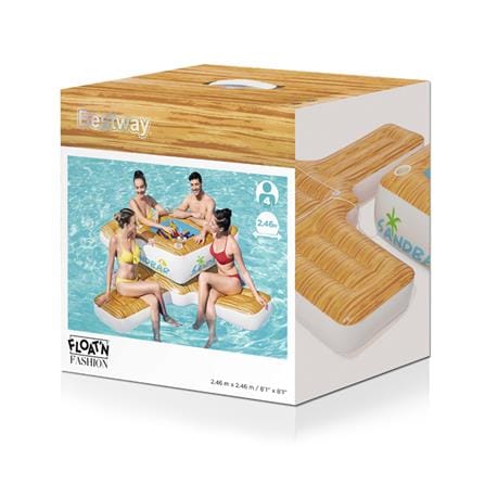 แพยางพร้อมถังแช่น้ำแข็ง FLOAT ME SUMMER ลายไม้ สีขาว_5