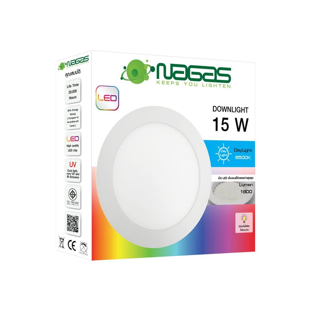 ดาวน์ไลท์ LED NAGAS DWL ALMA VRIO 5.8 นิ้ว 15 วัตต์ DAYLIGHT สีขาว