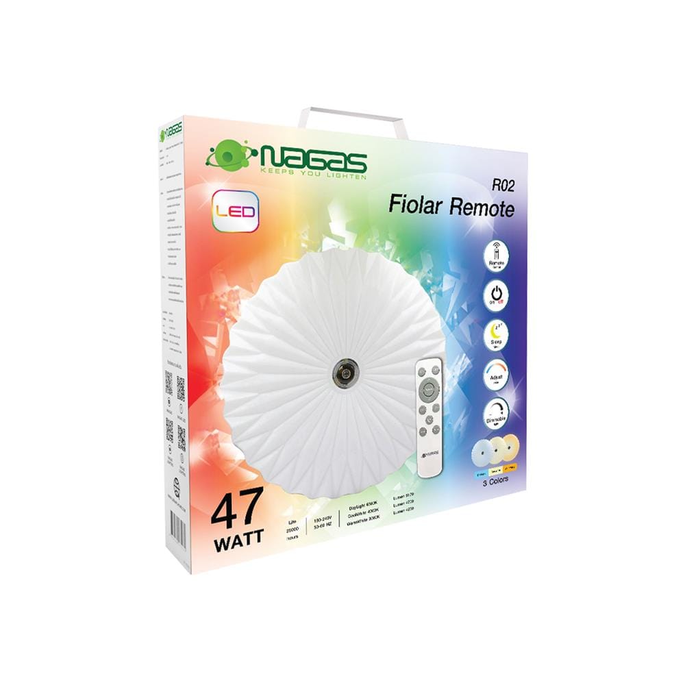 ไฟเพดาน LED NAGAS FIOLAR R02 REMOTE 20 นิ้ว 47 วัตต์ DAYLIGHT/COOL WHITE/WARM WHITE สีขาว