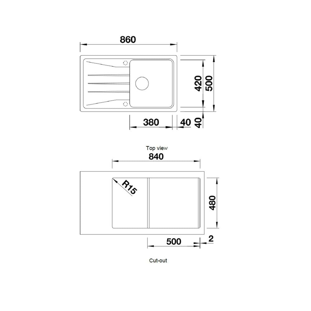 ซิงค์ฝัง 1 หลุม 1 ที่พัก BLANCO SONA5S 495.39.414 สีถ่าน