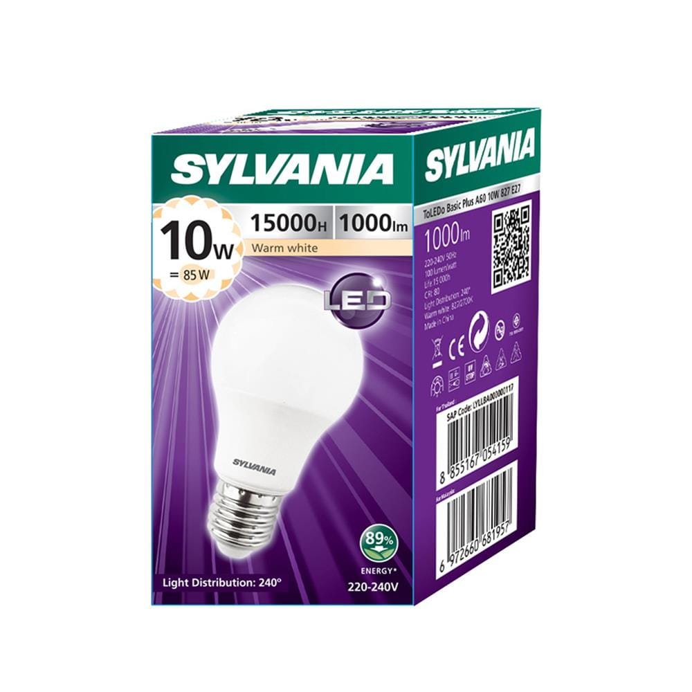 หลอด LED SYLVANIA BASIC PLUS 10 วัตต์ WARM WHITE E27
