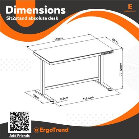 โต๊ะทำงานปรับระดับ ERGOTREND SIT 2 STAND ABSOLUTE DESK 120 ซม. สีมะฮอกกานี/ดำ_10