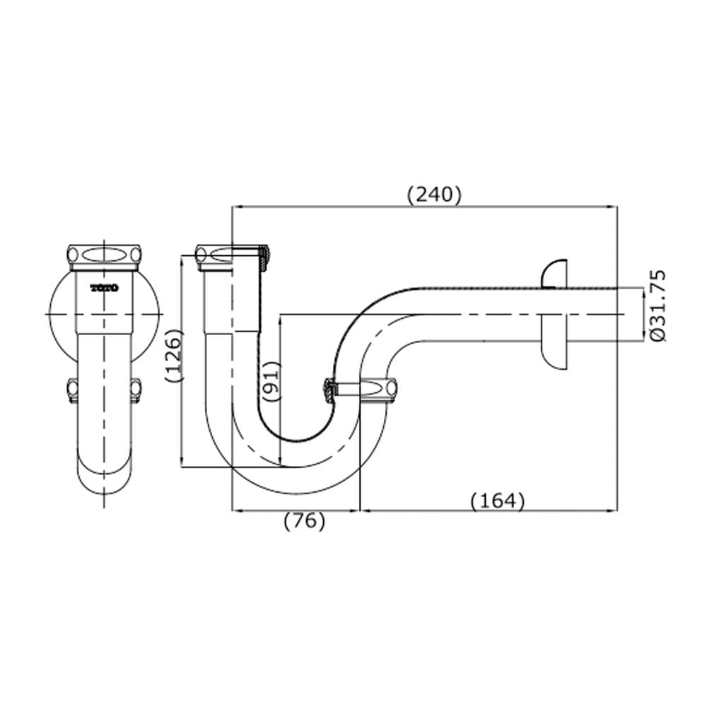 ท่อน้ำทิ้งอ่างล้างหน้าพีแทรป TOTO TS303A (HM) 24 ซม.