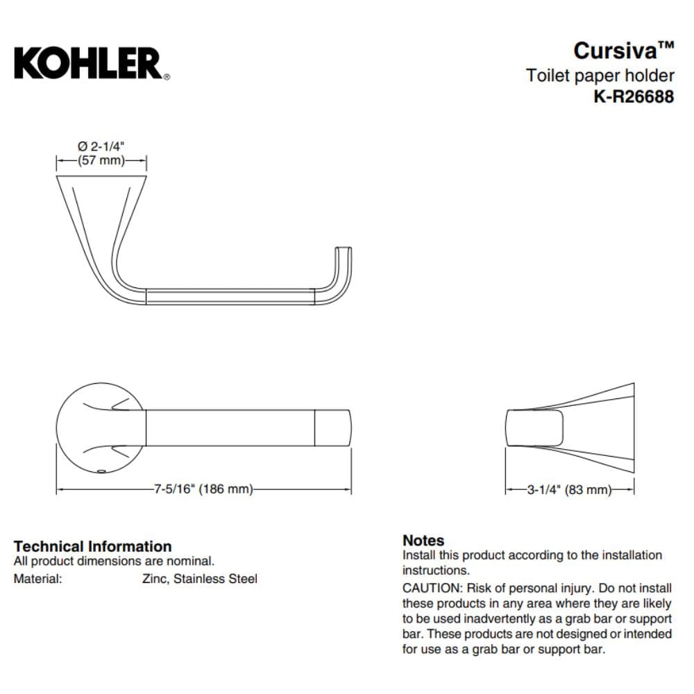 ที่ใส่กระดาษชำระ KOHLER K-R26688-BL สีดำ