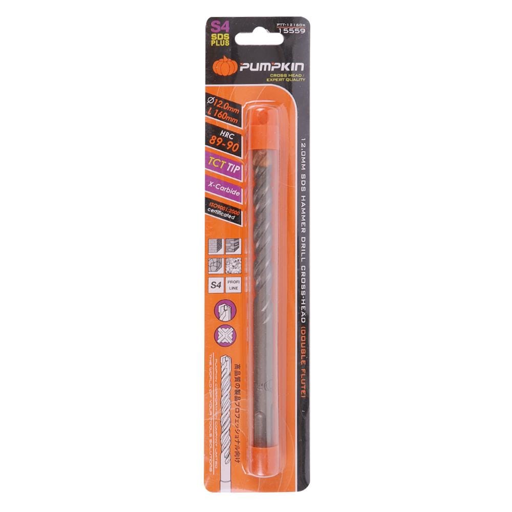 ดอกเจาะคอนกรีต PUMPKIN SDS X-CARBIDE ROTARY DRILL BITS 12X160 มม.