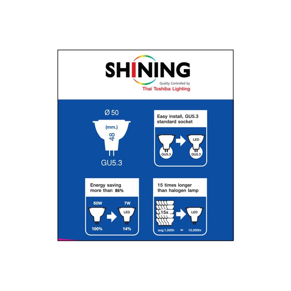 หลอด LED SHINING MR16 7 วัตต์ DAYLIGHT GU5.3