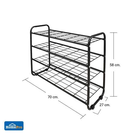 ชั้นวางรองเท้า 4 ชั้น STACKO KEEP 70x27x58 ซม. สีดำ_5