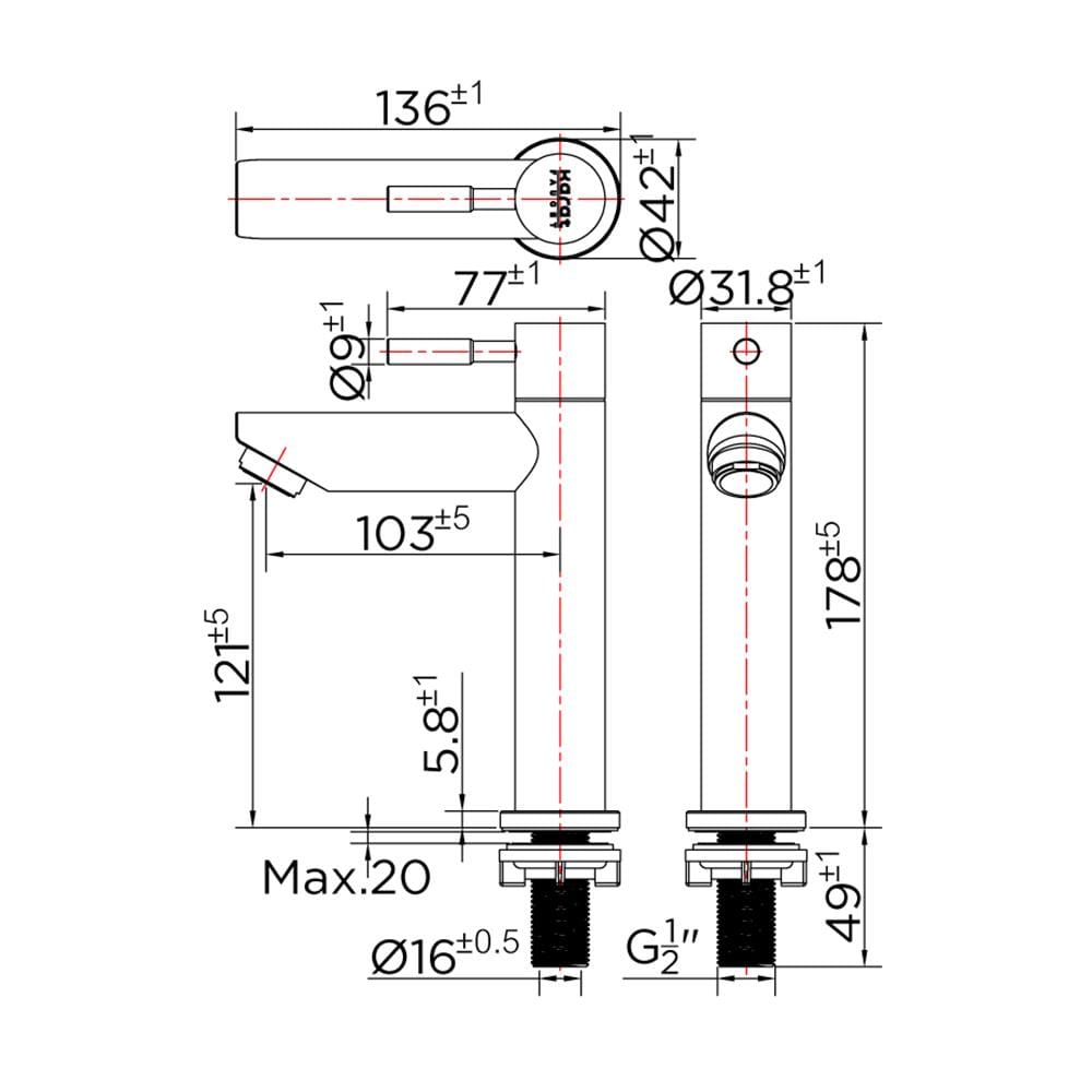 ก๊อกอ่างล้างหน้า KARAT FAUCET  KF-79-100A-63 สเตนเลส