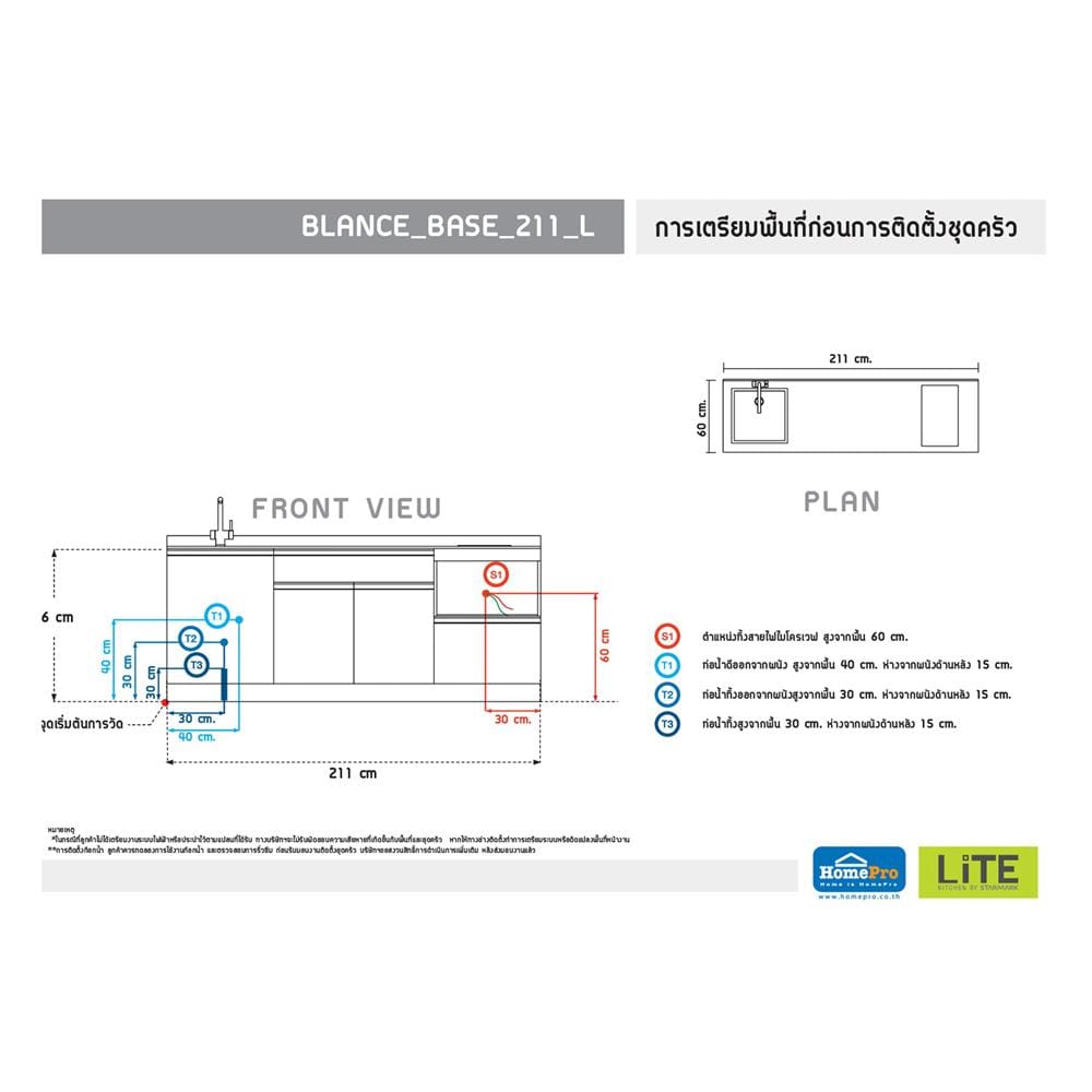 ครัวไม้สำเร็จ STARMARK BLANCE BASE L 211 ซม.