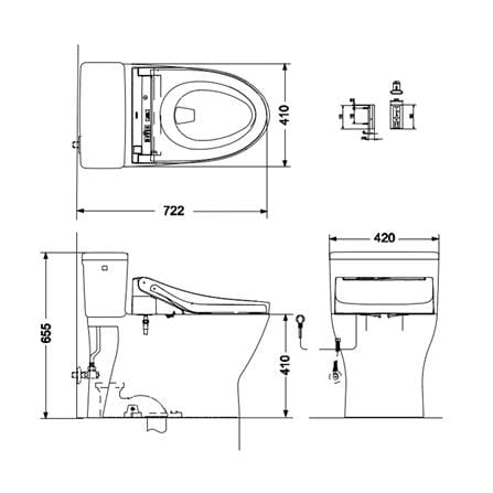 สุขภัณฑ์ 1 ชิ้น พร้อมฝาอัตโนมัติ TOTO CW188UW3R 3.8L สีขาว_1