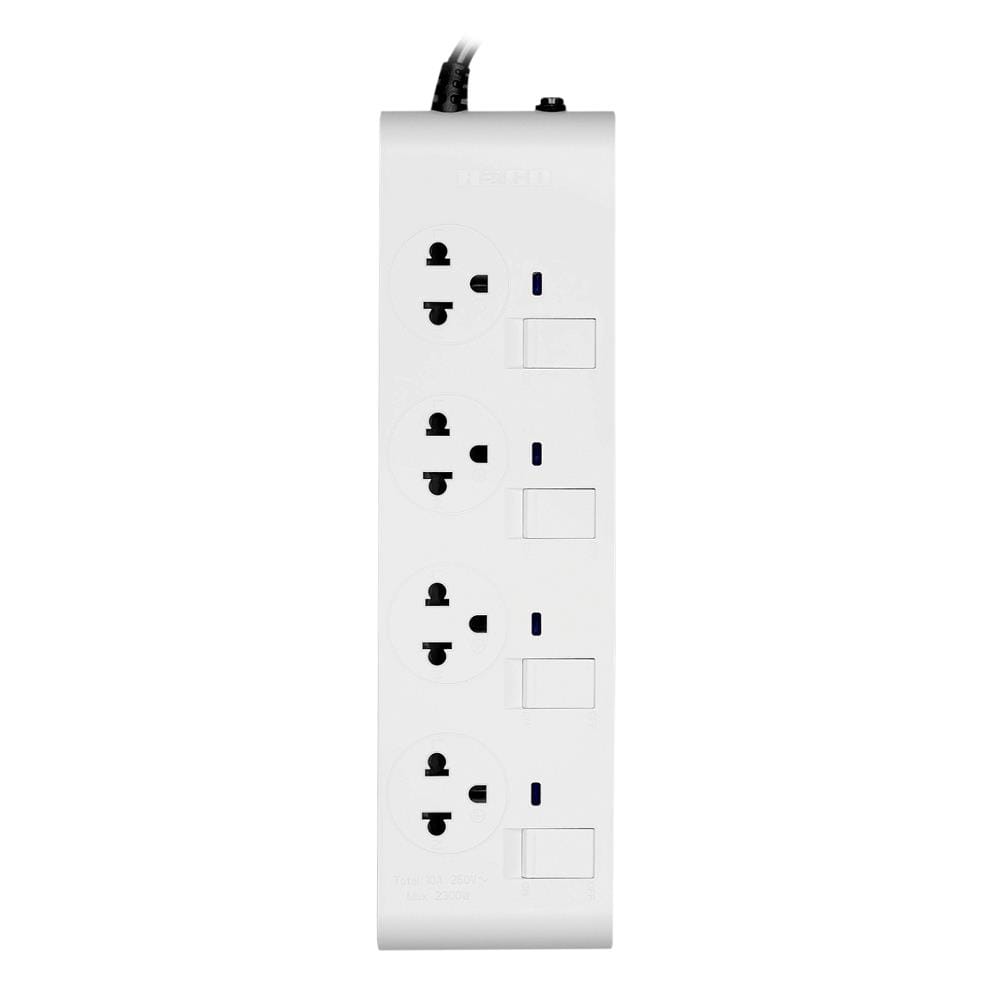 รางปลั๊กไฟ 4 ช่อง 4 สวิตซ์ HACO EJ-4S4EB/3 10A 3 ม.