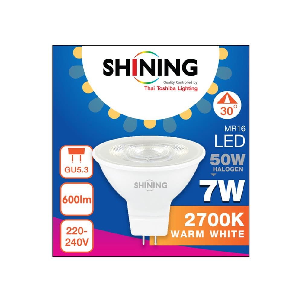 หลอด LED SHINING MR16 7 วัตต์ WARM WHITE GU5.3