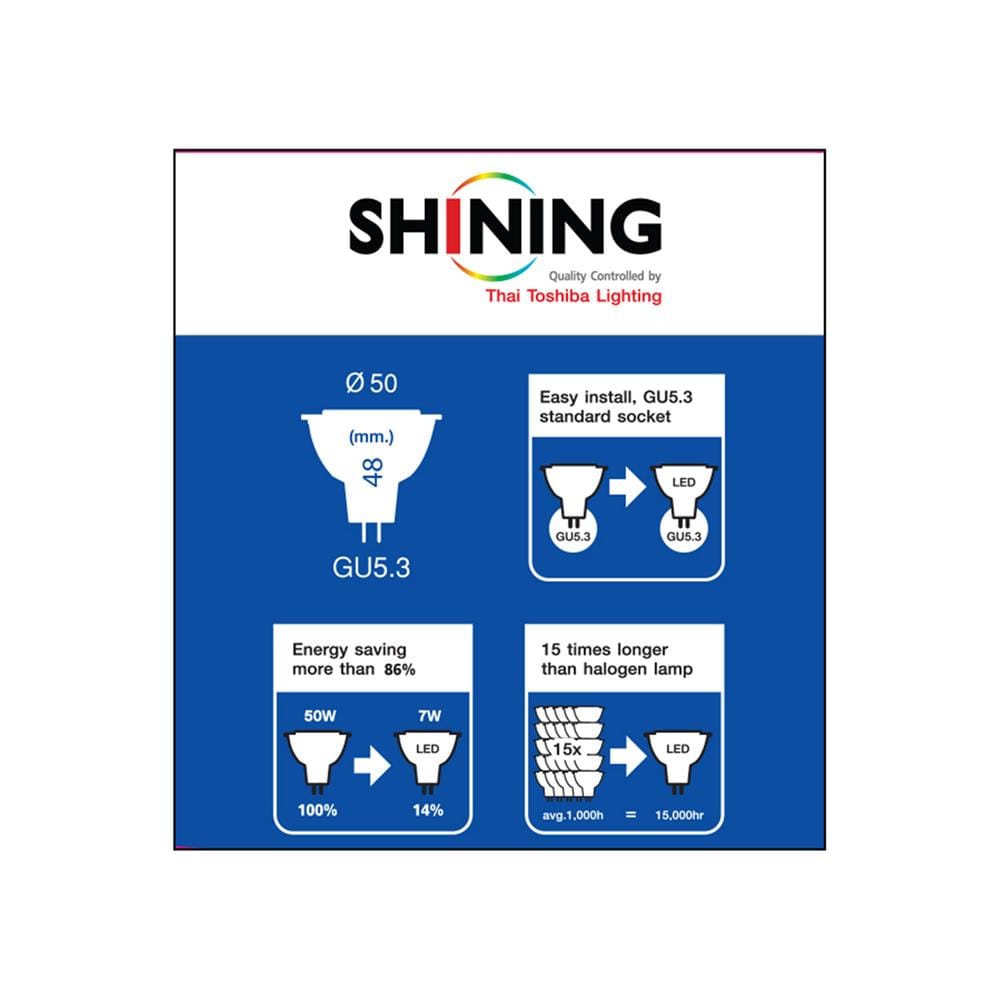 หลอด LED SHINING MR16 7 วัตต์ WARM WHITE GU5.3