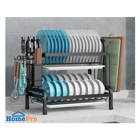 ชั้นคว่ำจาน 2 ชั้น พร้อมถาดรองน้ำ KECH MODISH สีดำ_4
