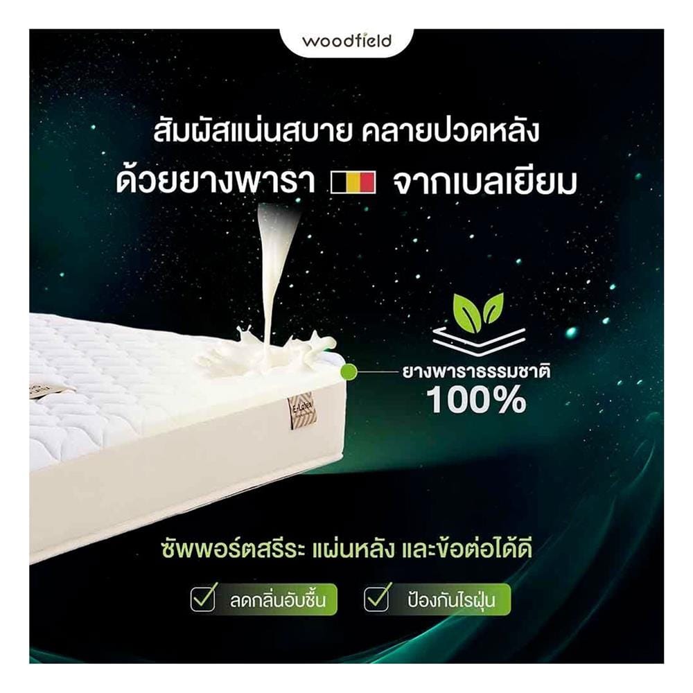 ที่นอนไฮบริด 5 ฟุต สุญญากาศ WOODFIELD รุ่น E-HYBRID II พร้อมหมอนหนุน 2 ชิ้น