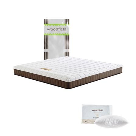 ที่นอนไฮบริด 5 ฟุต สุญญากาศ WOODFIELD รุ่น E-HYBRID II พร้อมหมอนหนุน 2 ชิ้น